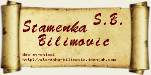 Stamenka Bilimović vizit kartica